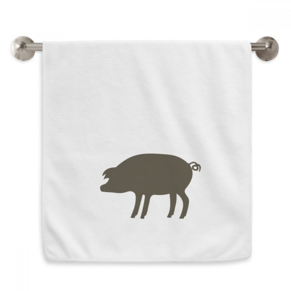 Serviette de toilette cochon noir 33x74 cm en coton blanc moelleux pour le visage