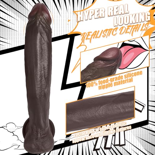 11″ Skin-like Feel Realistic Long Black Dildo, Soft Big Anal Dildos Sex Toy - Image 5