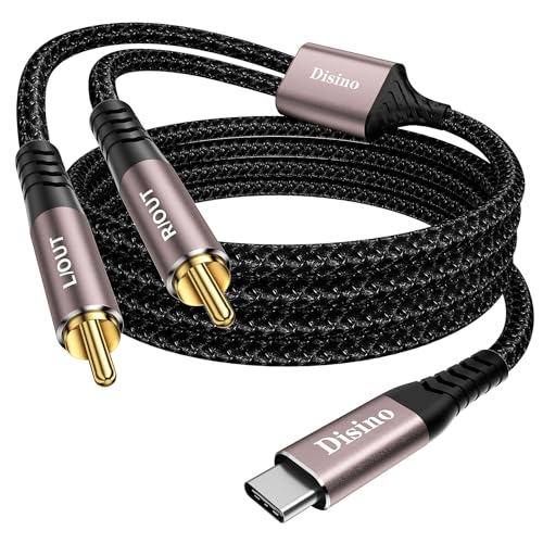Disino USB C to RCA Audio Cable, Type C to Dual RCA/Phono Jack Stereo Y Splitter Cord Adapter for Smartphone, Tablet, Laptop Link Amplifier, Mixing Console Mixer, Speaker - 6.6Feet