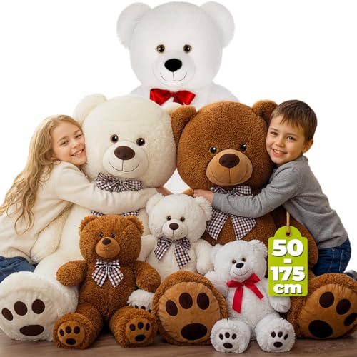 monzana® Teddybär L - XXXL 50-175cm Weiches Fell Schleife...