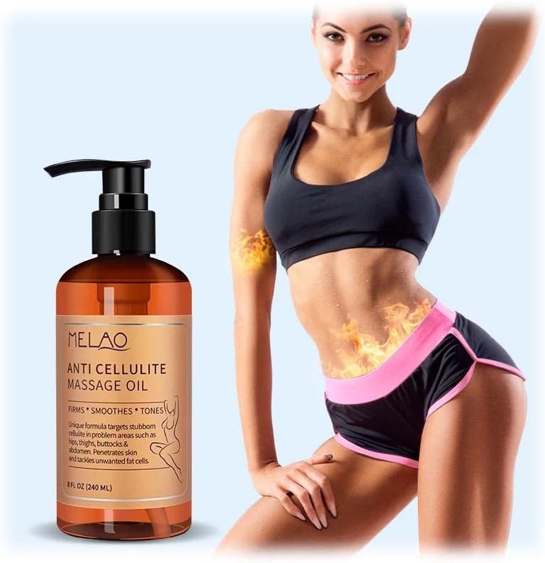 Melao - Aceite de masaje anticelulítico que ayuda a tensar las estrías del tono, tratamiento removedor de celulitis reafirmante de la piel, 8 onzas