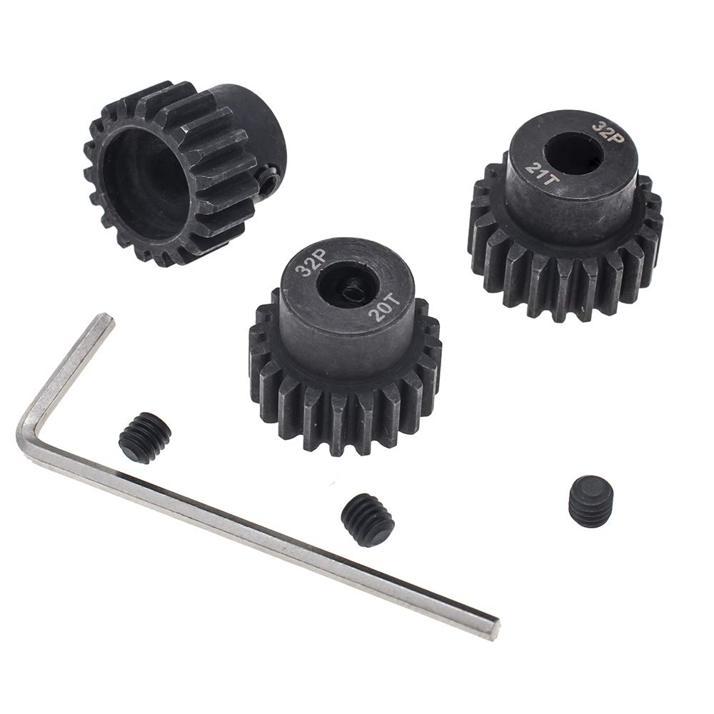 3Pcs 32P Pinion Gear Set 5mm Shaft Hole 19T 20T 21T with Screw Driver for RC Brushless Brush Motor