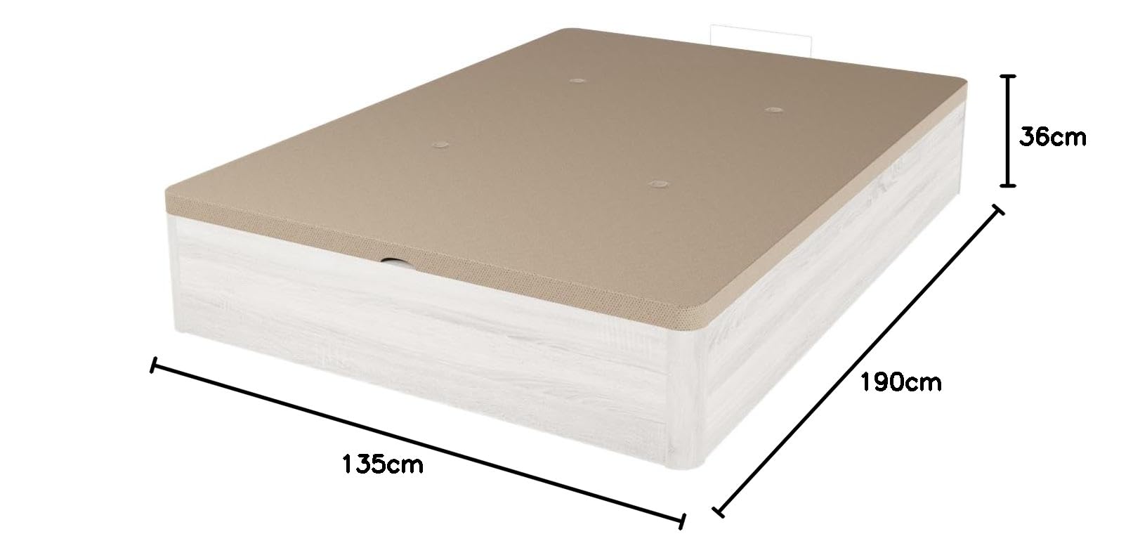 Duérmete Online - Canapé Abatible Súper Reforzado Gran Capacidad con Tapa Transpirable 135 x 190 | Práctico y Robusto | Color Gris Polar