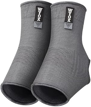 Ankle Brace & Wrist Wraps Bundle Compression Ankle Support Sleeve for Sprain, Achilles Tendonitis + Adjustable Wrist Wraps for Weightlifting, Gym, Powerlifting & Sports Training (Unisex)