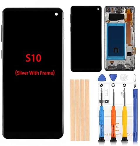 TFT LCD Digitizer Screen Touch Assembly Replacement LCD Display for Samsung Galaxy S10 G970 G970A G970F G970P G970R4 T U V W 5.8inch by BITANR (Sliver Frame)