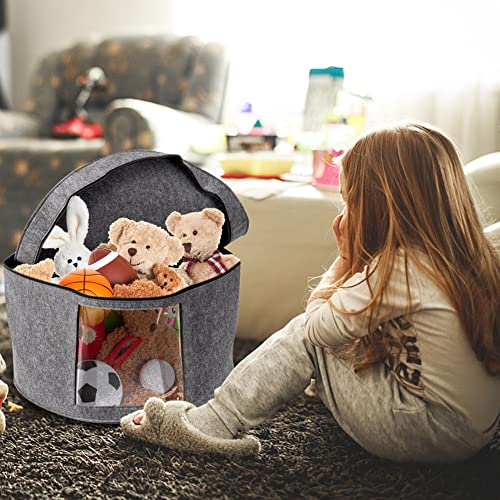 Hat Storage Box, Hat Boxes For Women/Men Storage, Round Hat Organizer Bag Container For Closet, Clothes Storage Bin For Stuffed Animal Toy, Foldable Travel Cap Boxes With Dustproof Lid (Grey) #TOP4