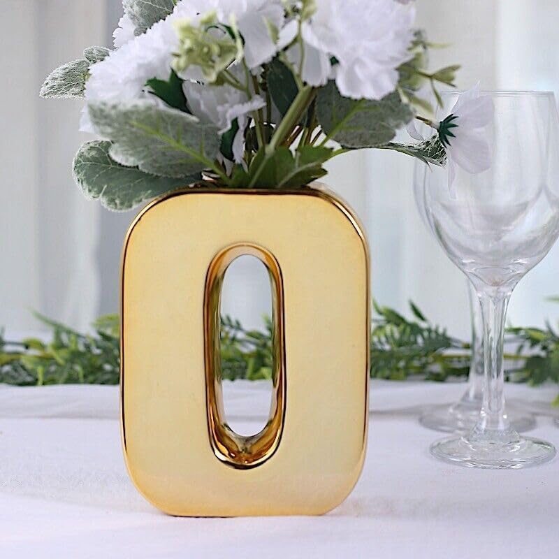Bodas Fiestas y Regalo Oro 6 "Cerámica O Símbolo Flor Jarrón Mesa Centro de Mesa Eventos Decoraciones vngift7388