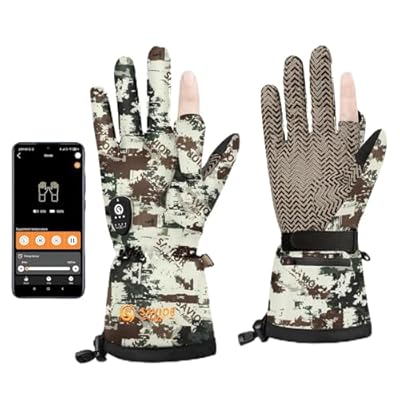 SAVIOR HEAT Upgraded Heated Gloves for Hunting, Camo Waterproof Electric Gloves for Men & Women, Type-C Fast Charge, up to 11H Warmth for Duck Hunting in Cold Weather (Green Brown Camo, M/L)