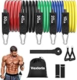Vexloria Resistance Bands Set with Handles, Exercise Bands Stackable up to 150lbs, Gym Bands with Door Anchor & Ankle & Carry Bag for Men and Women Fitness, Strength Training Home Gym Equipment