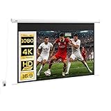 HOMCOM Écran vidéoprojecteur 120 Pouces, 16:9 4K HD écran de Projection motorisé et électrique, écran de Projection TV et Home cinéma, Montage Mural ou Plafond, Panneau de Commande et télécommande