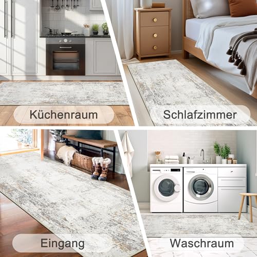 Alfombra de pasillo beige abstracta de diseño minimalista moderno para dormitorio 7