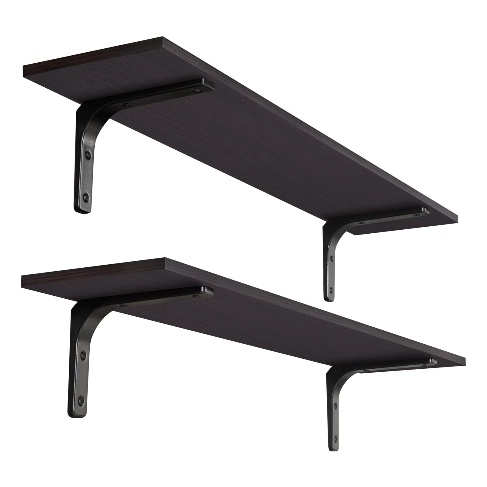 DINZI LVJ Long Wall Shelves, 39.4Inch Wall Mounted Shelves Set of 2, Extra Large Wall Storage Ledges with Sturdy Metal Brackets for Living Room, Bathroom, Bedroom, Kitchen, Espresso