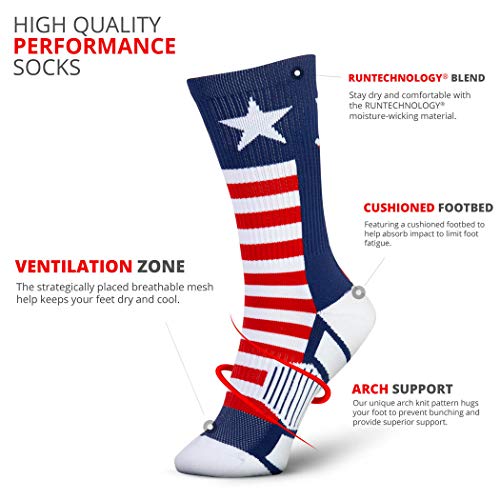 ChalkTalkSPORTS Hockey Performance Crew Socks - USA Patriotic - Youth & Adult - Red White & Blue - Hockey Mid-Calf Socks3