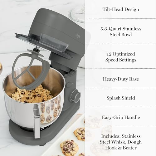 Martha Stewart 5.3QT Tilt Head Stand Mixer, 12 Speeds, Stainless Steel Bowl — view 8