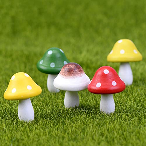 Maomia Wooden Mushroom Miniature Figurines Fairy Garden Accessories 20 Pcs Wood Mushroom Micro Landscape Garden Decoration Plant Flower Pots Ornaments #TOP2