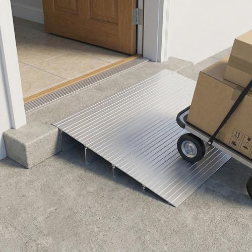 4" Rise Aluminum Threshold Ramps for Doorways, Door Threshold Ramp for Exterior Doors, Entry, Wheelchair Scooters,Max Weight 700 Lbs by PeacefulHues - Used condition - US$71.40