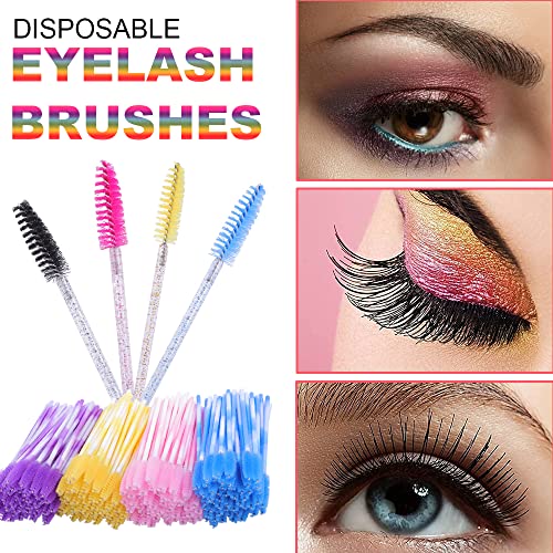 50 Pack Eyelash Brush Disposable Crystal Wands, Makeup Brushes Spoolie Tool Mascara Brushes Applicator Kits For Eyelash Eyebrow Eye Lashes Extensions Bulk Black #TOP5
