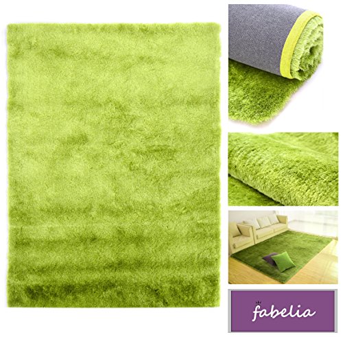 Fabelia Alfombra Shaggy Pelo Largo Gentle Luxus - Fino y Suave - 100% Poliéster - Monocolor - Handtufted - Precio Super Económico - Verde, 200x200 cm