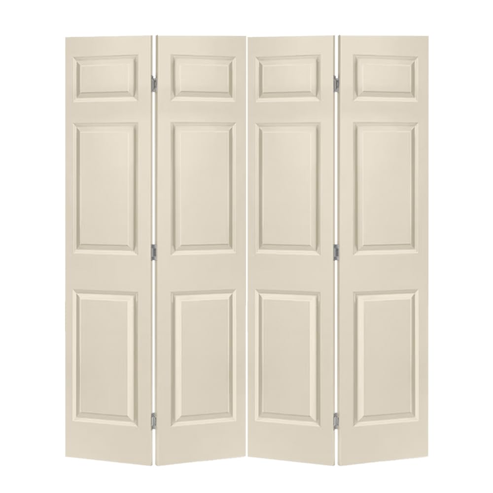 72 in. x 84 in. Hollow Core 6 Panel Beige Painted MDF Composite Bi