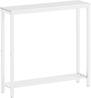 YATINEY Narrow Console Table, 2-Tier Small Sofa Table, 29.5" Thin Entryway Behind Couch Table with Shelves, Industrial Hallway Table, for Living Room, Foyer, White CT03WW