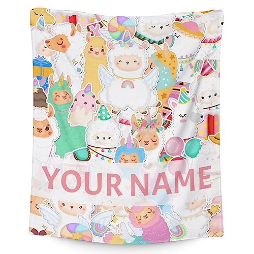 Blanket for Girl Boy - 40x50 Inches Cute Llama Throw Gifts - Personalized Colorful Soft Fuzzy Blankets for Bed, Couch & Living Room