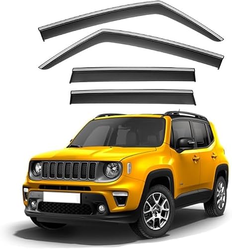 4Pcs Smoke Tint Car Window Deflectors for Jeep Renegade MK1 2014-2023+