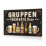 Putuo Decor Metallschild Gruppentherapie – Lustige Bier & Whisky Wanddeko – Retro Bar Deko für Männerhöhle, Keller oder Kneipe