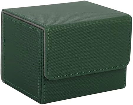 2x GREEN Premium Deck Boxes - Magnetic Locking - Gray Interior - Soft Microfiber - 2 count - Compatible with Magic The Gathering, Yugioh, Flesh and Blood, One Piece, Baseball, Football!
