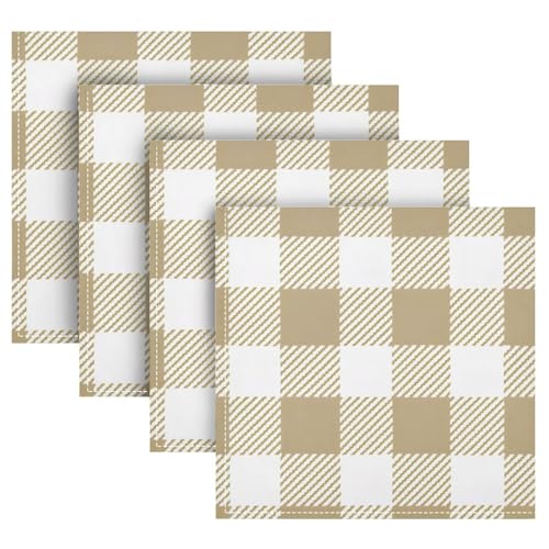 Servilletas de Tela Cuadradas Estilo Cuadros Khaki x6 miniatura 5