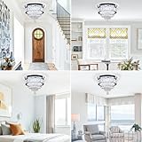 Modern Crystal Chandelier Ceiling Light,4-Tier K9 Crystal & Stainless Steel Flush Mount LED Ceiling Light,20W Energy-Efficient Cool White Light for Bedroom Living Room Hallway Kitchen Lighting 11.8" - Image 8