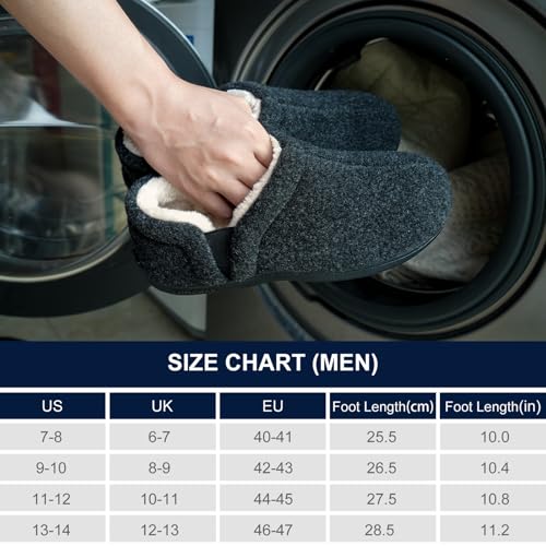 Longbay F18-M015-DG-L Men'S Slippers Felt Warm Bedroom House Shoes Slip-On Memory Foam Slippers thumb #5