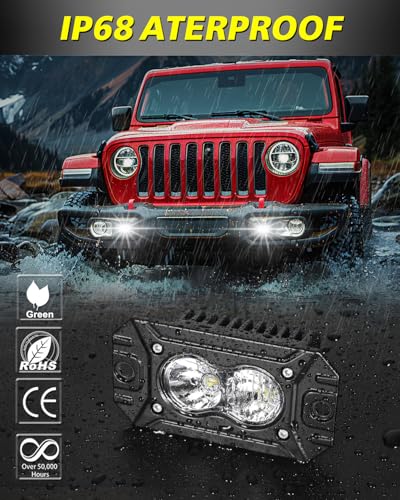 Image of Flush Mount LED Pods, AKD Part CREE LED Flush Bumper Lights 40W Spot Flood Combo Offroad Driving Light Backup Reverse Lights Flush Mount LED Fog Light Pods for Trucks Pickup SUV UTV ATV