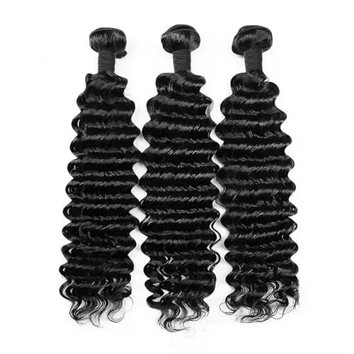 Pelo natural brasileño curly deep wave de 12, 14 y 16 pulgadas en un set de 3 paquetes negros. 3
