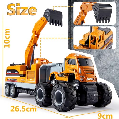 Image of Excavator Toy Truck Toy for Kids Diecast Metal Head Abs Plastic Friction Power Color Yellow