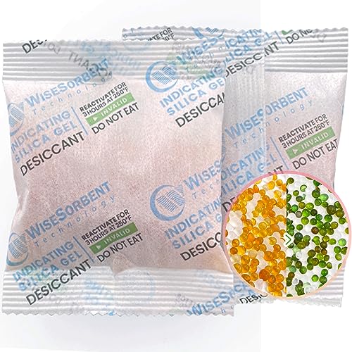 Wisesorb 20 Gram [80 Packs] Desiccant Packs, Indicating Silica Gel Packets, Rechargeable Silica Desiccant Moisture Absorbers Packs for Storage