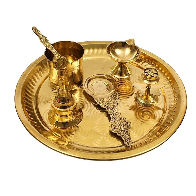 Puja Thali de latón hecho a mano Ganesha Arts para ceremonias tradicionales