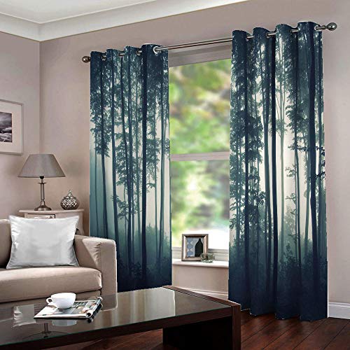 WAFJJ Juego de 2 Cortinas Árbol del Paisaje para Dormitorio Salón Habitación Comedor con Ojales, Decoración de Ventana Semiopacas Tamaño:2x140x245cm(An x Al)