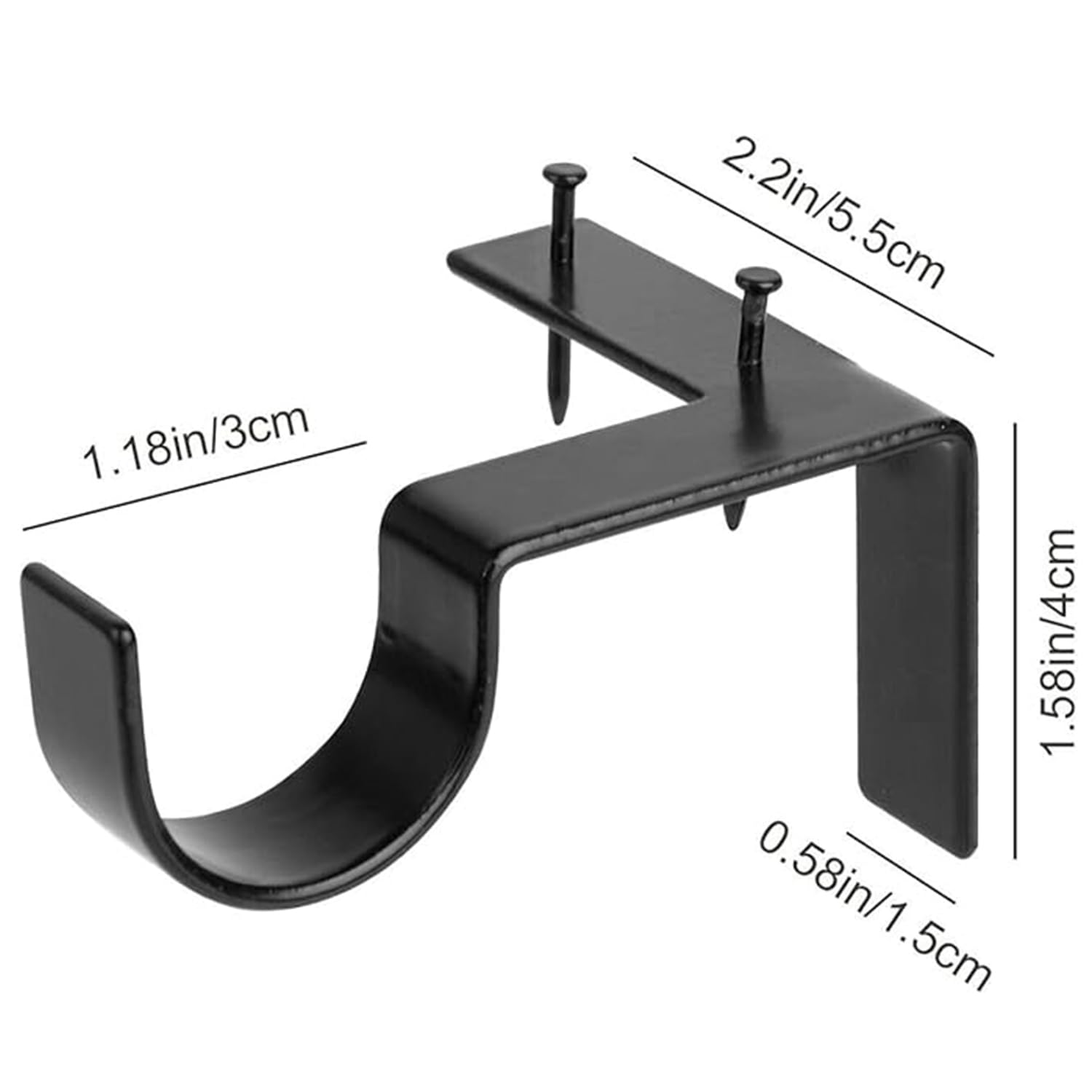 6Pcs No Drill Curtain Rod Brackets, Curtain Rod Holders No Drilling, Easy Install Renter Friendly Nailless Quick Hang Tap in Curtain Rod Hooks