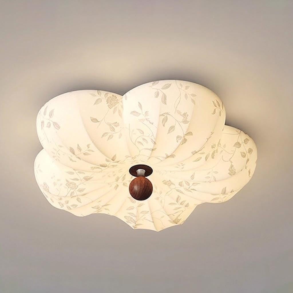 Lámpara de Techo Vintage Semi Empotrada, Tela Floral Plafón