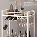 TUTOTAK Bar Cart, Serving Cart for Home, Microwave Cart, Drink Cart, Mobile Kitchen Shelf with Wine Rack and Glass Holder, Rolling Beverage Cart, White BC01BW031