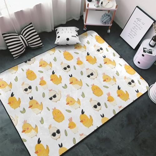 Moquette d'intérieur douce et grand tapis antidérapant lavable poule - 2
