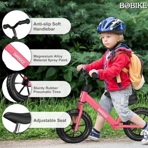 Image of Bobike Toddler Balance Bike Toys for 2 to 5 Year Old Girls Boys Adjustable Seat and Handlebar No-Pedal Training Bike Best Gifts for Kids
