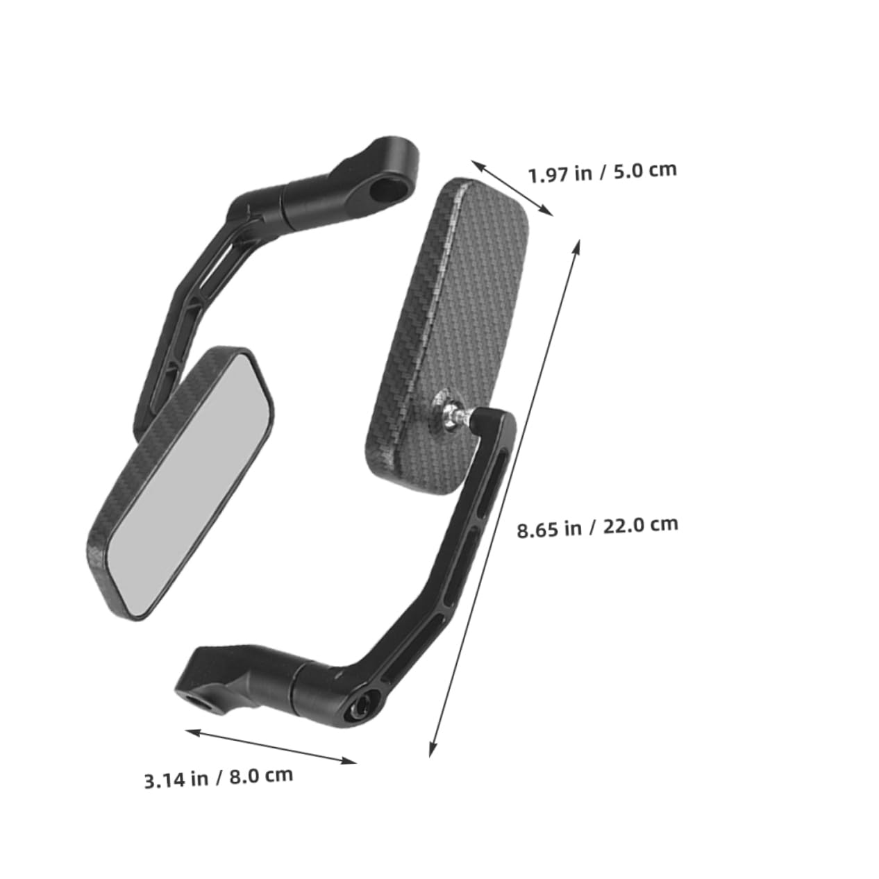 Specchietto Moto Antiriflesso Quadrato Lega di Alluminio | Plastica Nera, per Veicoli Elettrici, Guida su Strada, Design Unico e Robusto