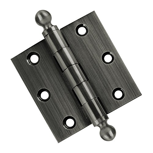 Pewter Door Hinges 3" X 3" Extruded Solid Brass Hinges 2-Pack (Finish Us17) Stainless Steel Pin, Architectural Grade, Ball/Urn/Button Tips Included #TOP1