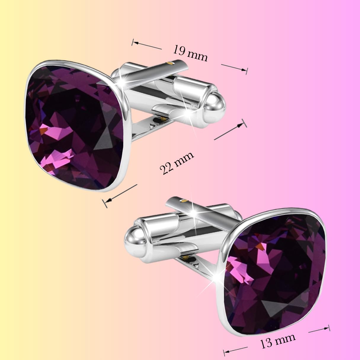 Manschettennadeln Echt Silber 925 Manschettenknöpfe Für Männer und Damen mit Marken Kristalle - Hochzeitsgeschenke Bräutigam Hochzeit Abschluss Vatertag Geschenke