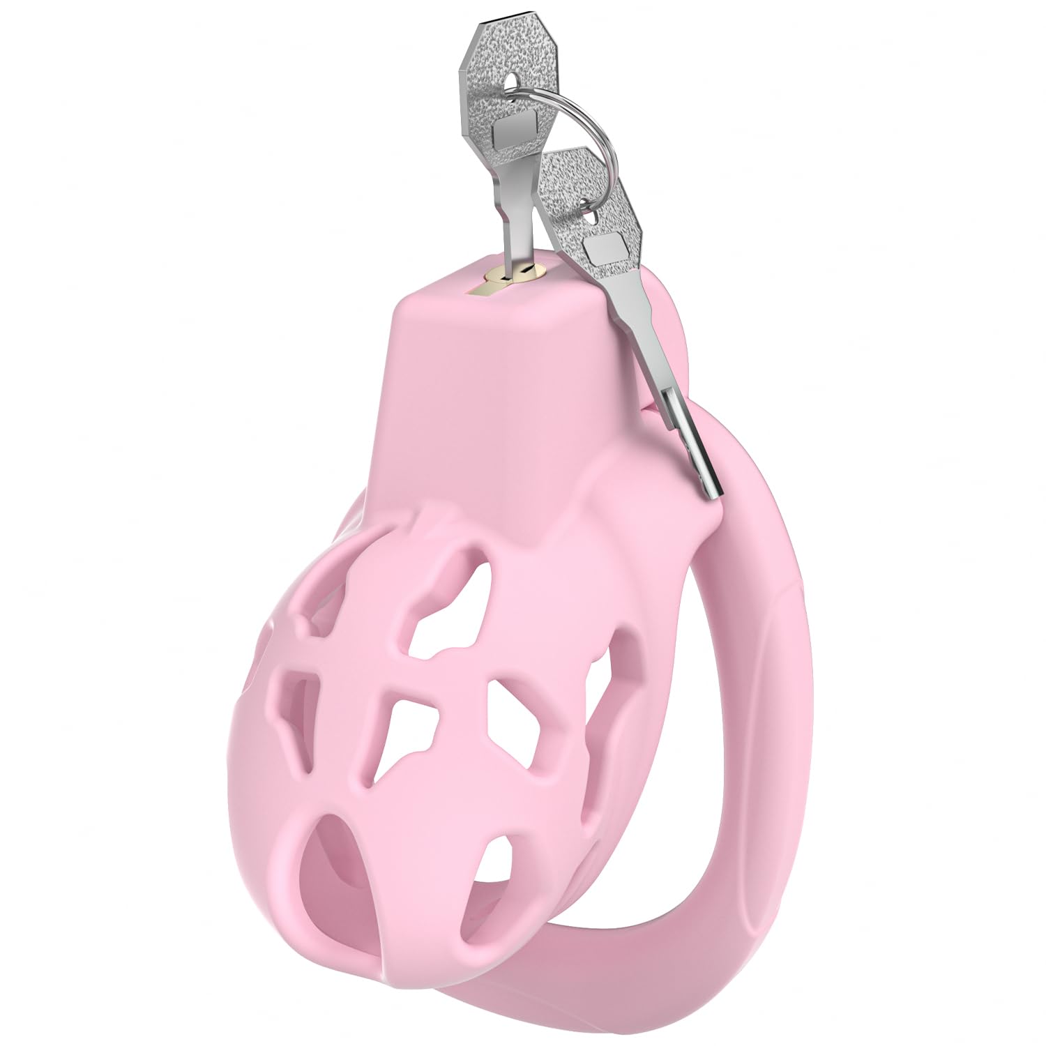 Male Chastity Cage with 5 Rings, Chastity Device with Invisible Lock XS Pink