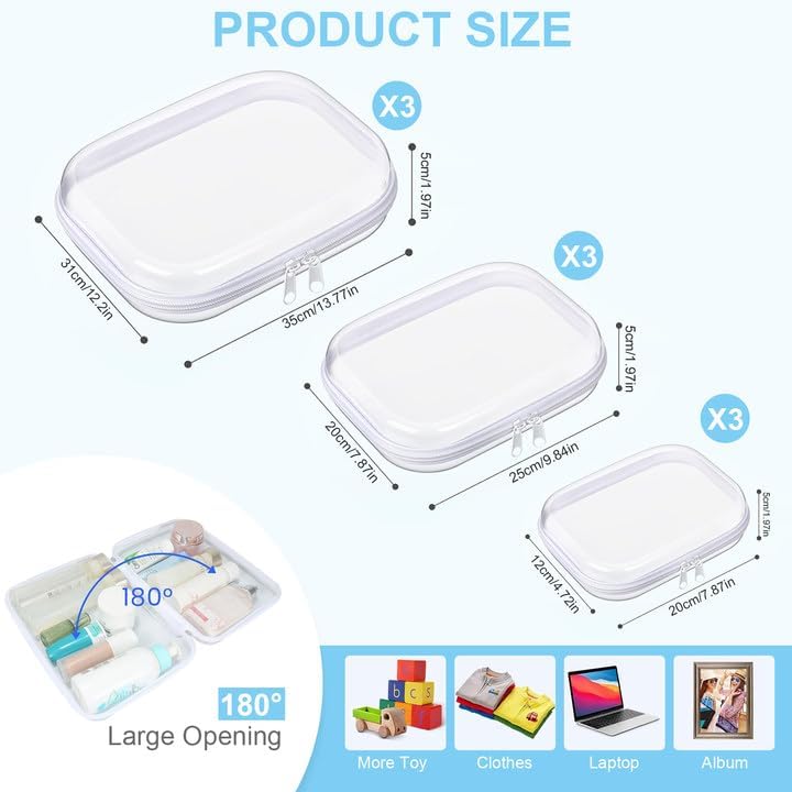 6 Pcs Clear Hard Zipper Case Hard Plastic Zipper Pouches Clear Shell Case Portable Travel Organizer Makeup Bag for Building Blocks Puzzles Cosmetics Makeup Supplies2