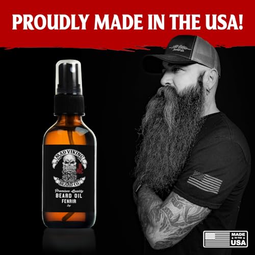 Mad Viking Fenrir Beard Oil – Hydrate, Soften, And Grow Your Beard Naturally. Fight Itch And Dandruff With A Bold Neroli, Rum & Tobacco Scent. Made In The USA - 2oz - Image 6