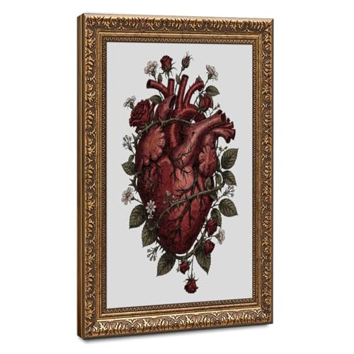 Poster cœur anatomique rose avec épines grand format déco murale salon chambre