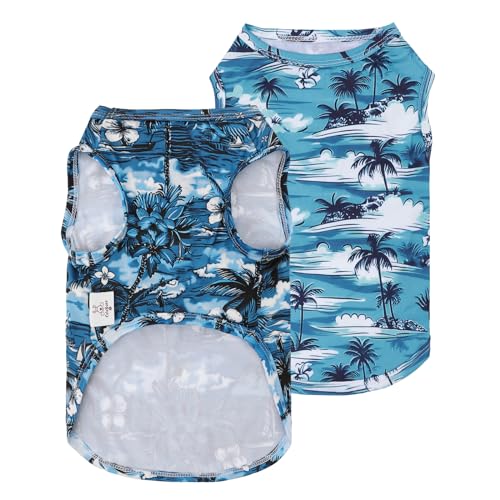 Image of CuteBone Dog Shirts 2-Pack Soft Pet Clothes Breathable Summer Vest for Small Puppy and Stretchy Cat Apparel